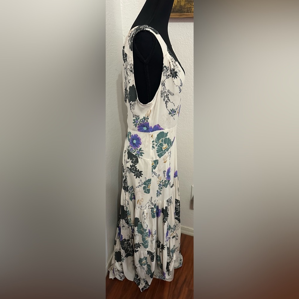 Free People Cream Floral Maxi Dress with Purple & Green Accents - Picture 4 of 10